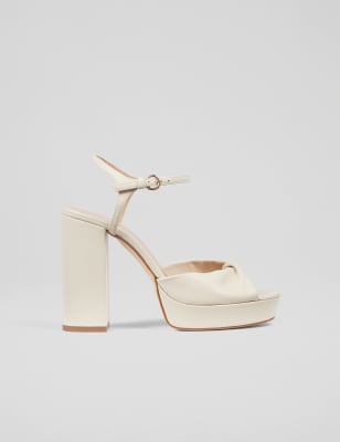 Lk Bennett Women's Leather Block Heel Platform Sandals - 6 - Cream, Cream