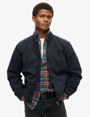 Superdry Men's Pure Cotton Harrington Jacket - XL - Navy, Navy