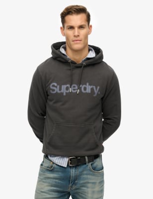 Superdry Men's Pure Cotton Hoodie - L - Blue, Black,Blue