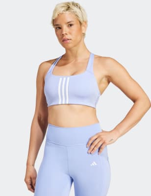 Adidas Women's Power Impact Training Non Wired Sports Bra - LC/D - Black, Light Blue,Black