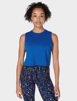 Sweaty Betty Women's Breathe Easy Crop Top - L - Black, Bright Blue,Black