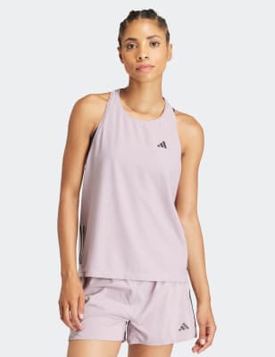 Adidas Women's Own The Run Racer Back Running Vest Top - L - Soft White, Light Pink Mix,Soft White