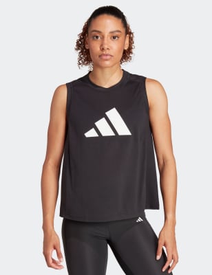 Adidas Women's Essentials Big Logo Crew Neck Vest Top - White, Blush,White,Black Mix