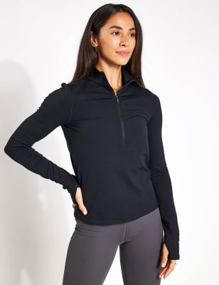 Girlfriend Collective Women's Reset Mock Neck Half Zip - Black, Black