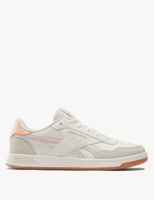 Reebok Women's Court Advance Leather Lace Up Trainers - 6 - Ivory Mix, Cream Mix,Camel,Mid Blue,Purp