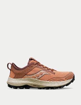 Saucony Women's Peregrine 13 RFG Trainers - 6 - Beige, Cream,Beige,Coral