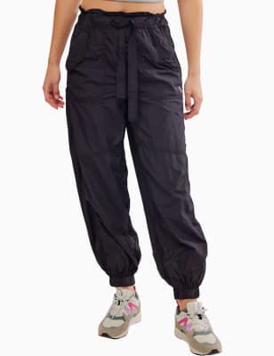 Fp Movement Women's Into The Woods Cuffed High Waisted Joggers - Black, Black