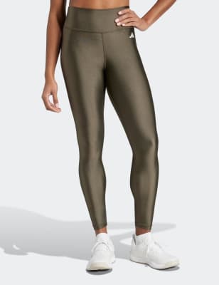 Adidas Women's Optime Essentials Shine 7/8 Leggings - Khaki Mix, Khaki Mix