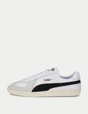 Puma Men's Army Leather Trainers - 9 - White Mix, White,Black Mix,White Mix,Dark Green