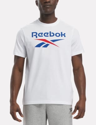 Reebok Men's Identity Big Logo Pure Cotton T-Shirt - White, White