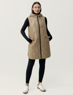 Born Women's Tessa Quilted Hooded Gilet - Black, Black,Camel