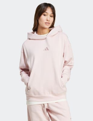 Adidas Women's All SZN Cotton Rich Fleece Relaxed Hoodie - Soft Pink, Soft Pink,Black