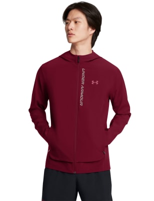 Under Armour Men's OutRun The Storm Zip Up Sports Jacket - L - Dark Red, Grey,Dark Red