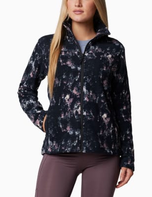 Columbia Women's Fast Trek Fleece Dappled Print Zip Up Jacket - Dark Navy Mix, Dark Navy Mix