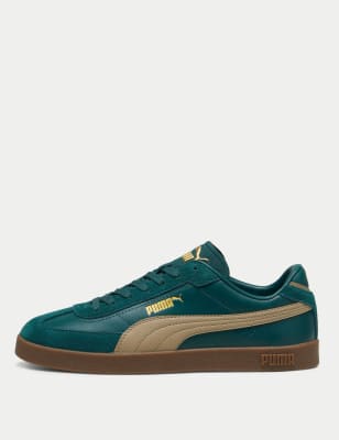 Puma Men's Club II Era Leather Trainers - 9 - Black, Black,Teal Green