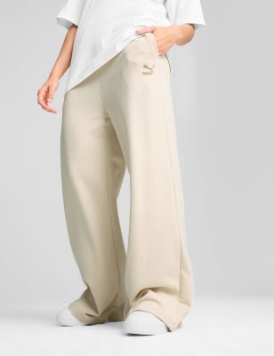 Puma Women's Better Classics Pure Cotton Wide Leg Joggers - M - Soft White, Soft White