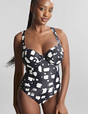 Panache Women's Black Sand Paloma Printed Wired Swimsuit - 34G - Black Mix, Black Mix