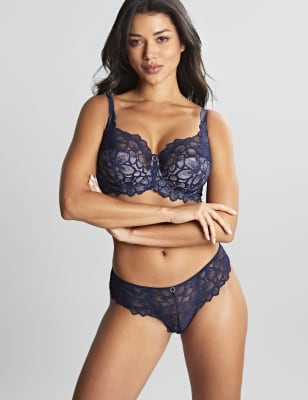 Panache Women's Allure Lace Wired Full Cup Bra D+ - 40DD - Navy, Navy