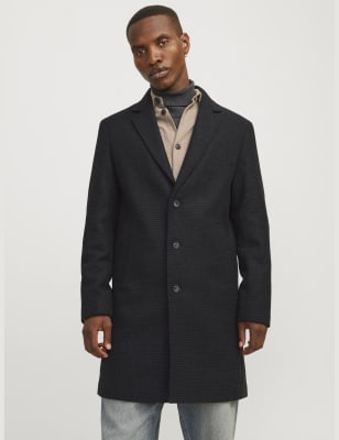 Jack & Jones Men's Wool Blend Trench Coat - Grey, Grey,Navy,Brown