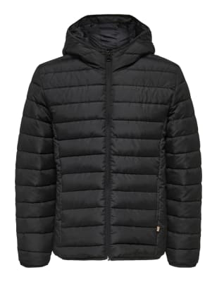 Only & Sons Men's Hooded Puffer Jacket - M - Black, Black