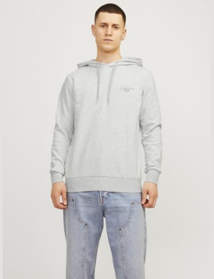 Jack & Jones Men's Cotton Blend Hoodie - XL - Grey, Grey