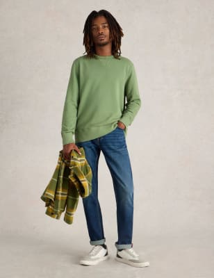 White Stuff Men's Pure Cotton Long Sleeve Sweatshirt - Green, Green