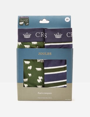 Joules Men's 2 Pack Cotton Rich Assorted Boxers - XL - Green Mix, Green Mix