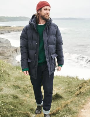 Seasalt Cornwall Men's Hooded Puffer Jacket - L - Navy, Navy