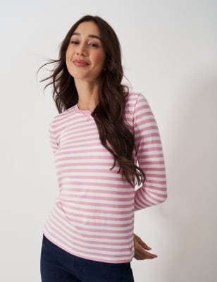 Crew Clothing Women's Modal Rich Striped Top - 12 - Blue Mix, Pink Mix,Blue Mix