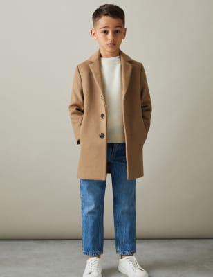 Reiss Boys Wool Blend Coat (3-14 Yrs) - 6-7 Y - Black, Black,Navy