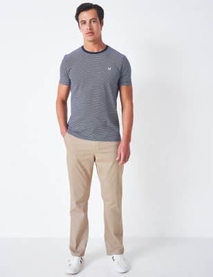 Crew Clothing Men's Straight Fit Chinos - 38REG - Stone, Stone,Dark Navy