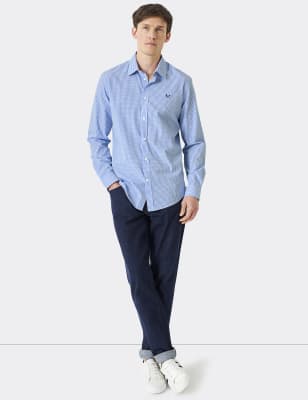 Crew Clothing Men's Slim Fit Pure Cotton Check Poplin Shirt - XXL - Blue Mix, Blue Mix,Medium Blue M