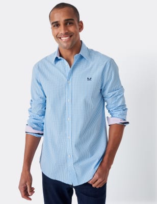 Crew Clothing Men's Pure Cotton Check Shirt - Light Pink Mix, Blue,Navy Mix,Light Pink Mix