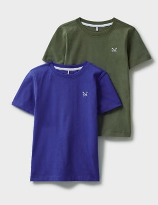 Crew Clothing Boys 2 Pack Pure Cotton T-Shirts (3-12 Yrs) - 6-7 Y - Navy, Navy