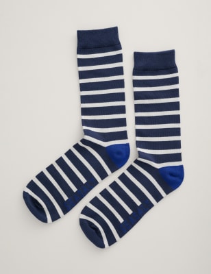 Seasalt Cornwall Women's Striped Socks - Navy Mix, Navy Mix