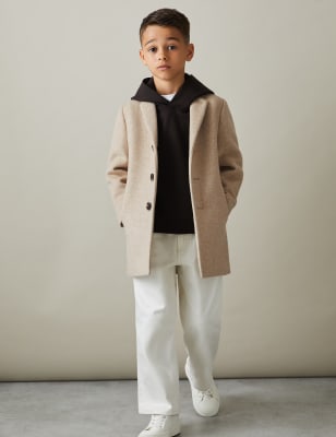 Reiss Boys Wool Blend Coat (3-14 Yrs) - 13-14 - Natural, Natural