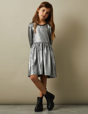 Reiss Girls Metallic Dress (4-14 Yrs) - 12-13 - Grey, Grey