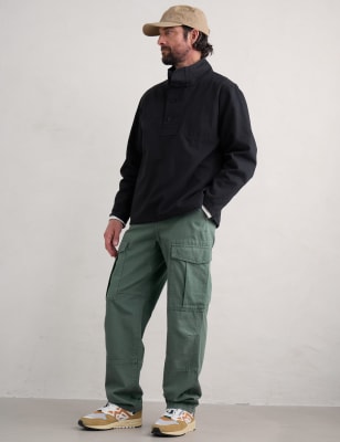 Seasalt Cornwall Men's Pure Cotton Cargo Trousers - 34 - Green, Navy,Green