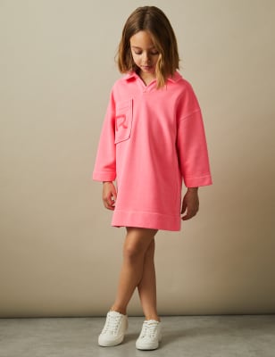 Reiss Girls Cotton Rich Logo Sweatshirt Dress (4-14 Yrs) - 12-13 - Pink, Pink