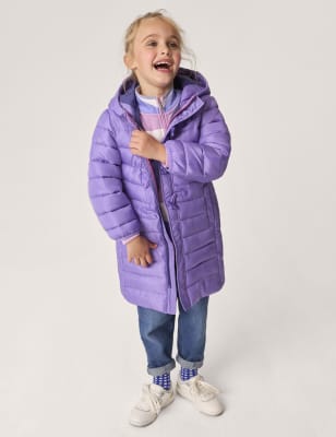 Crew Clothing Girls Quilted Longline Puffer Jacket (3-12 Yrs) - 8-9 Y - Lilac, Lilac