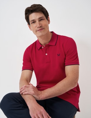 Crew Clothing Men's Pure Cotton Polo Shirt - Bright Pink, Bright Red,Bright Pink