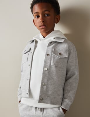 Reiss Boys Cotton Blend Jacket (3-14 Yrs) - 9-10Y - Grey Mix, Grey Mix