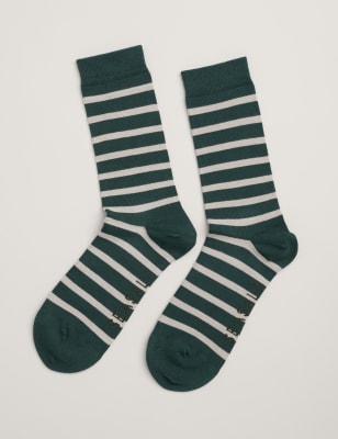 Seasalt Cornwall Men's Striped Socks - one size - Dark Green Mix, Dark Green Mix