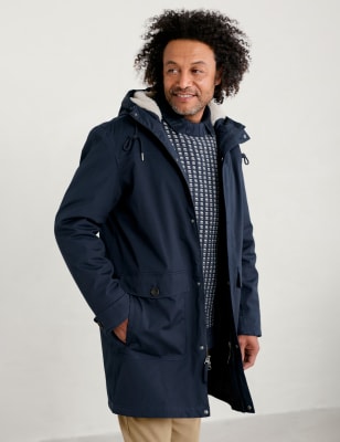 Seasalt Cornwall Men's Cotton Waterproof Parka Jacket - XL - Navy, Navy,Black