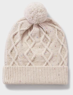 Crew Clothing Women's Sparkle Turn Up Beanie - Pink, Pink,Oatmeal