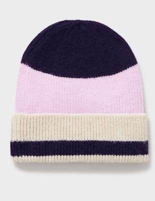 Crew Clothing Women's Rib Colour Block Beanie Hat - Navy Mix, Navy Mix