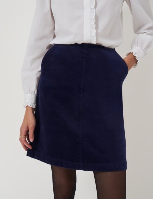 Crew Clothing Women's Velvet Mini A-Line Skirt - 10 - Navy, Navy