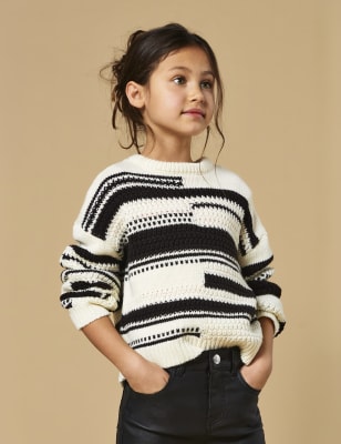 Kids Only Girls Textured Jumper (7-14 Yrs) - 7-8 Y - Green Mix, Black Mix,Green Mix