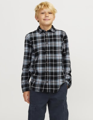 Jack & Jones Junior Boys Cotton Rich Check Shirt (8-16 Yrs) - 12y - Blue Mix, Blue Mix