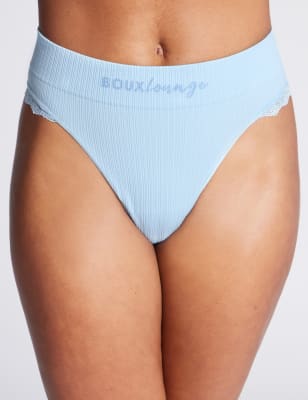 Boux Avenue Women's High Waisted Thong - L - Blue, Blue